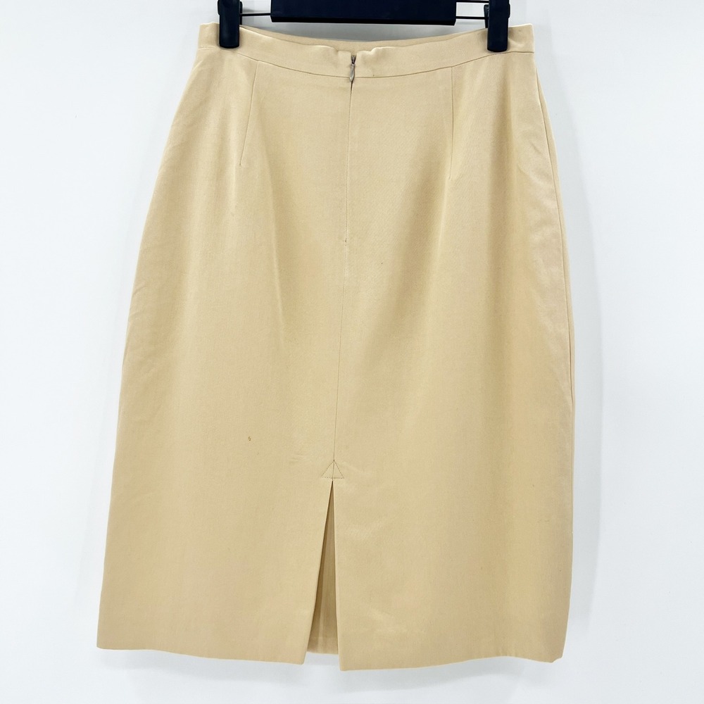 Griffith Gray for St. John Beige 100% Silk Pencil Skirt Made in Italy Size 8 - Picture 3 of 5